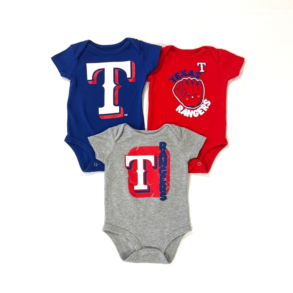 Newborn & Infant 3-6M Royal/Red/Gray Texas Rangers Onesie 3-Pack Bodysuit Set